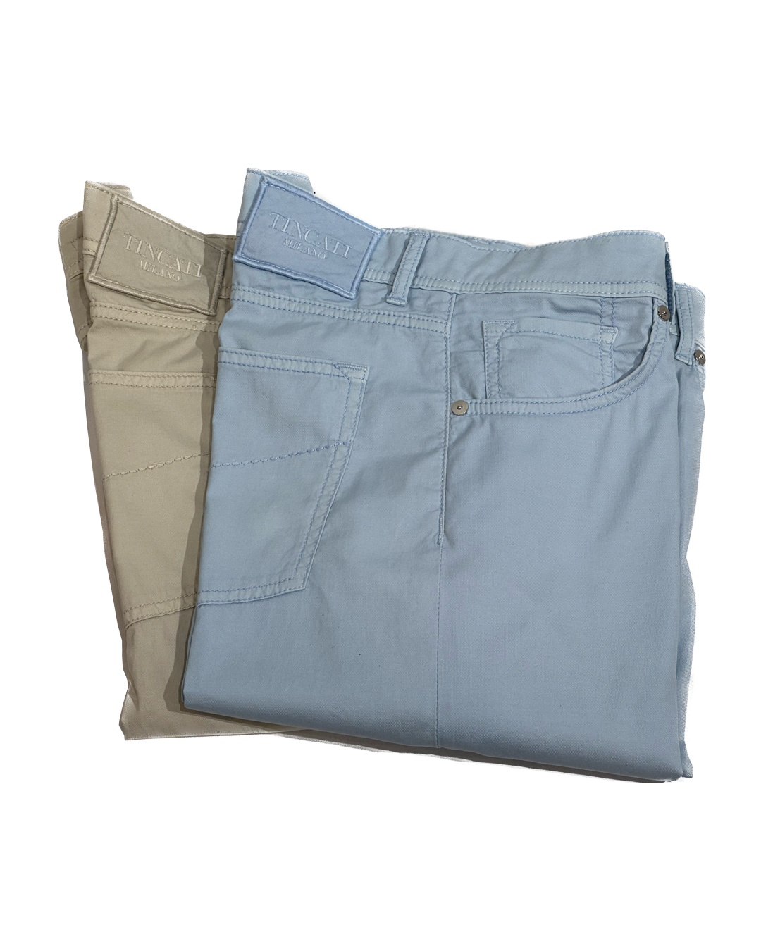 Five-Pocket Stretch Trousers in Cotton and Silk
